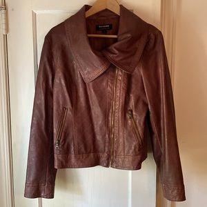Coffeeshop faux leather moto jacket